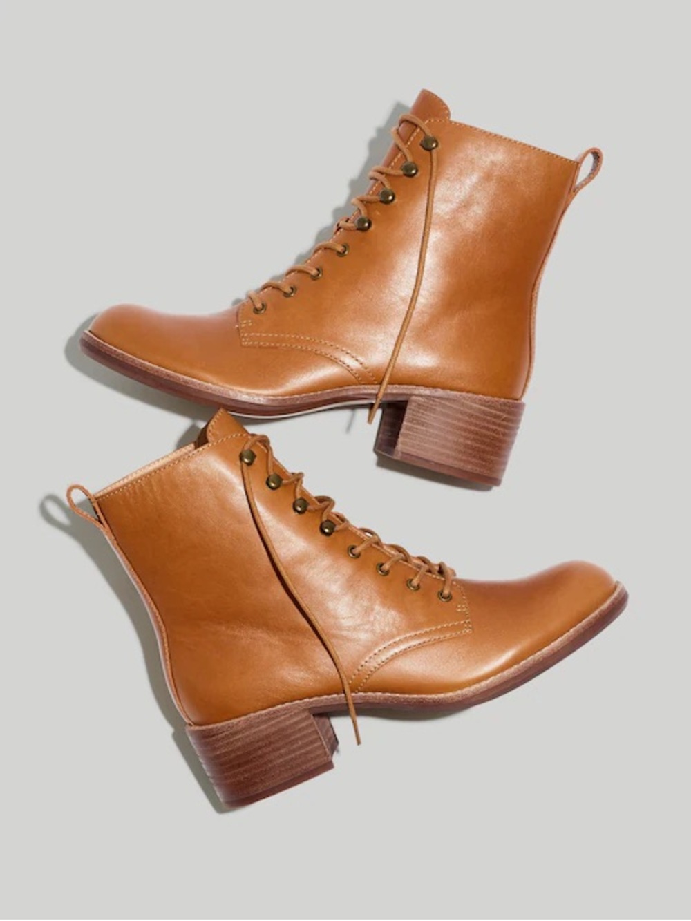 Madewell The Patti Leather Lace Up Bootie size 8